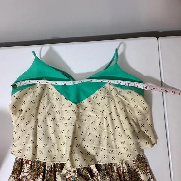 Elevenses Anthropologie Mintaka Print Crisscross Straps  Shorts Romper Pockets 2 - Picture 9 of 14